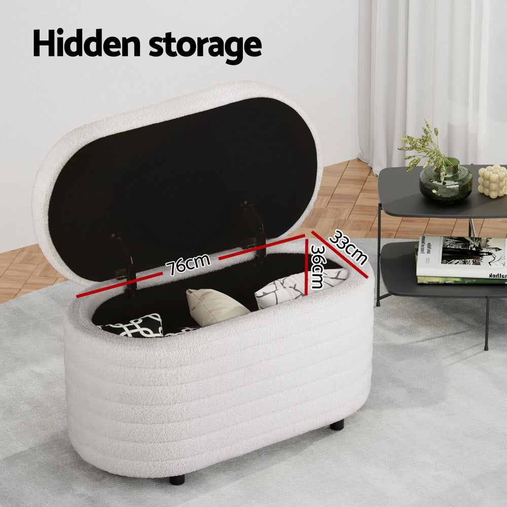 ARTISS BOUCLE 87CM STORAGE OTTOMAN
