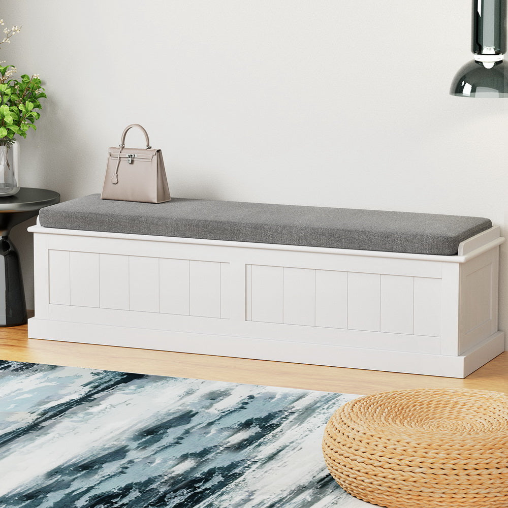 ARTISS PANEL WOOD WITH PADDED SEAT STORAGE OTTOMAN