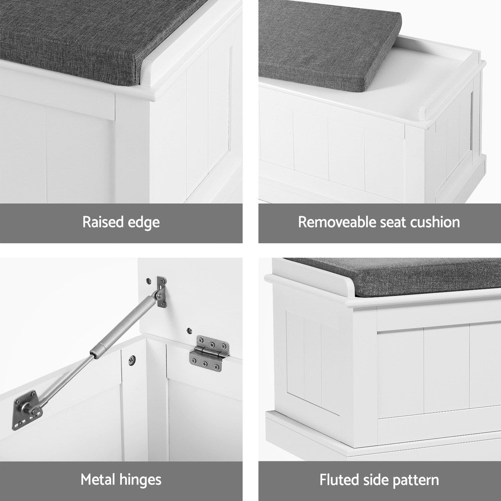 ARTISS PANEL WOOD WITH PADDED SEAT STORAGE OTTOMAN