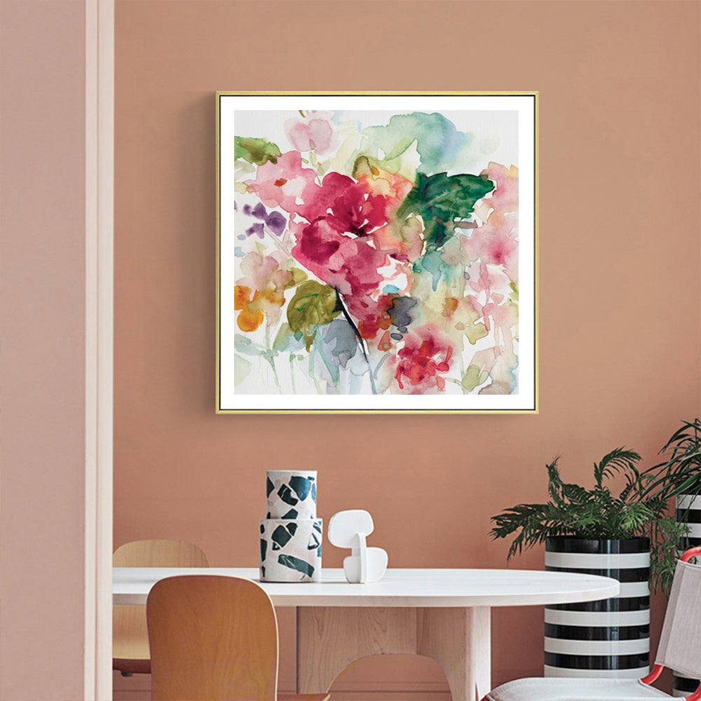 FLORAL BUNCH GOLD FRAMED CANVAS WALL ART