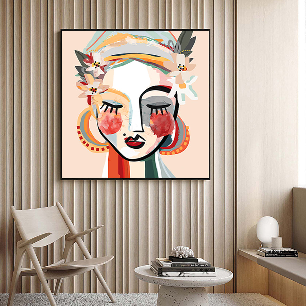 SOPHIE BLACK FRAMED CANVAS WALL ART 70CM X 70CM