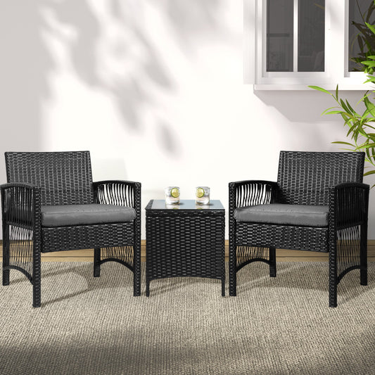 GARDEON 3PCE WICKER PATIO SET