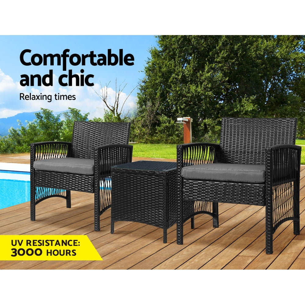 GARDEON 3PCE WICKER PATIO SET