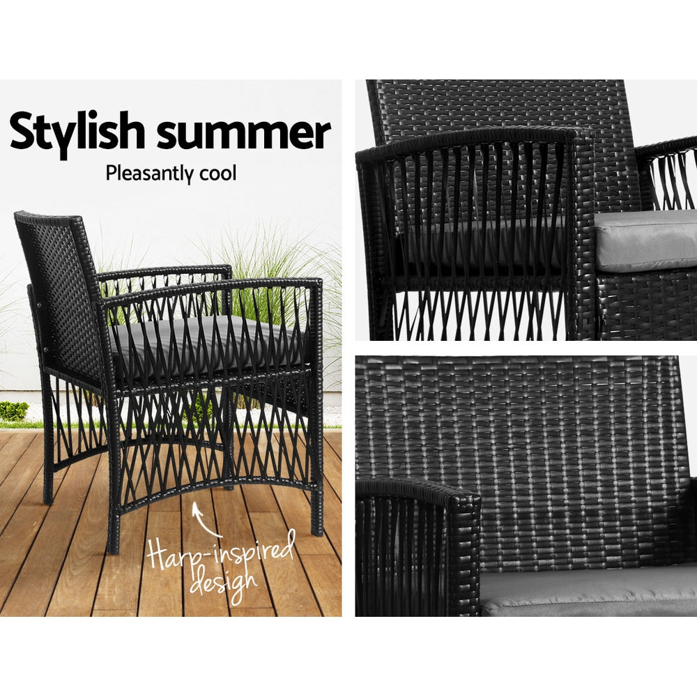 GARDEON 3PCE WICKER PATIO SET