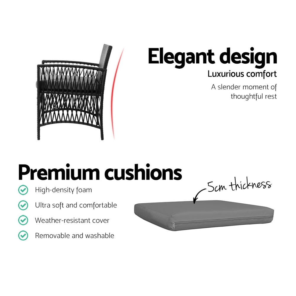GARDEON 3PCE WICKER PATIO SET