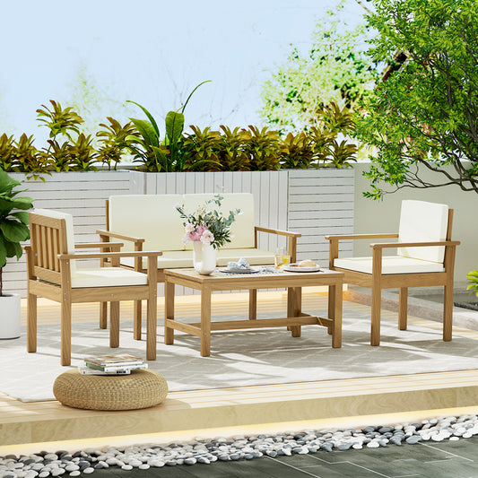 GARDEON 4PCE CREAM NATURAL OUTDOOR SETTING