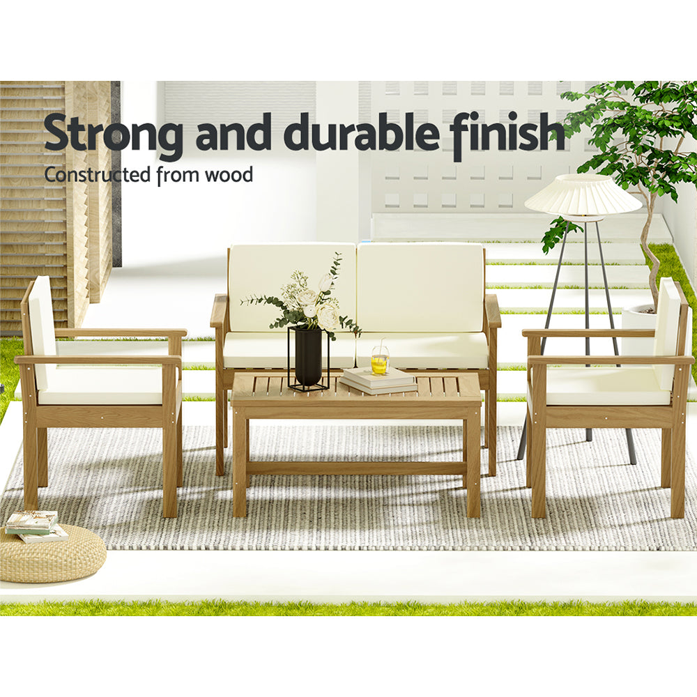 GARDEON 4PCE CREAM NATURAL OUTDOOR SETTING