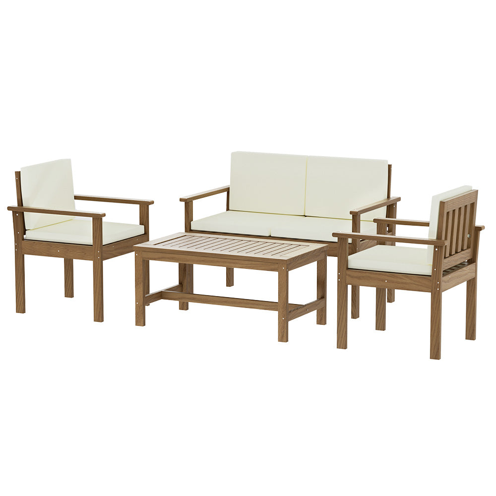 GARDEON 4PCE CREAM NATURAL OUTDOOR SETTING