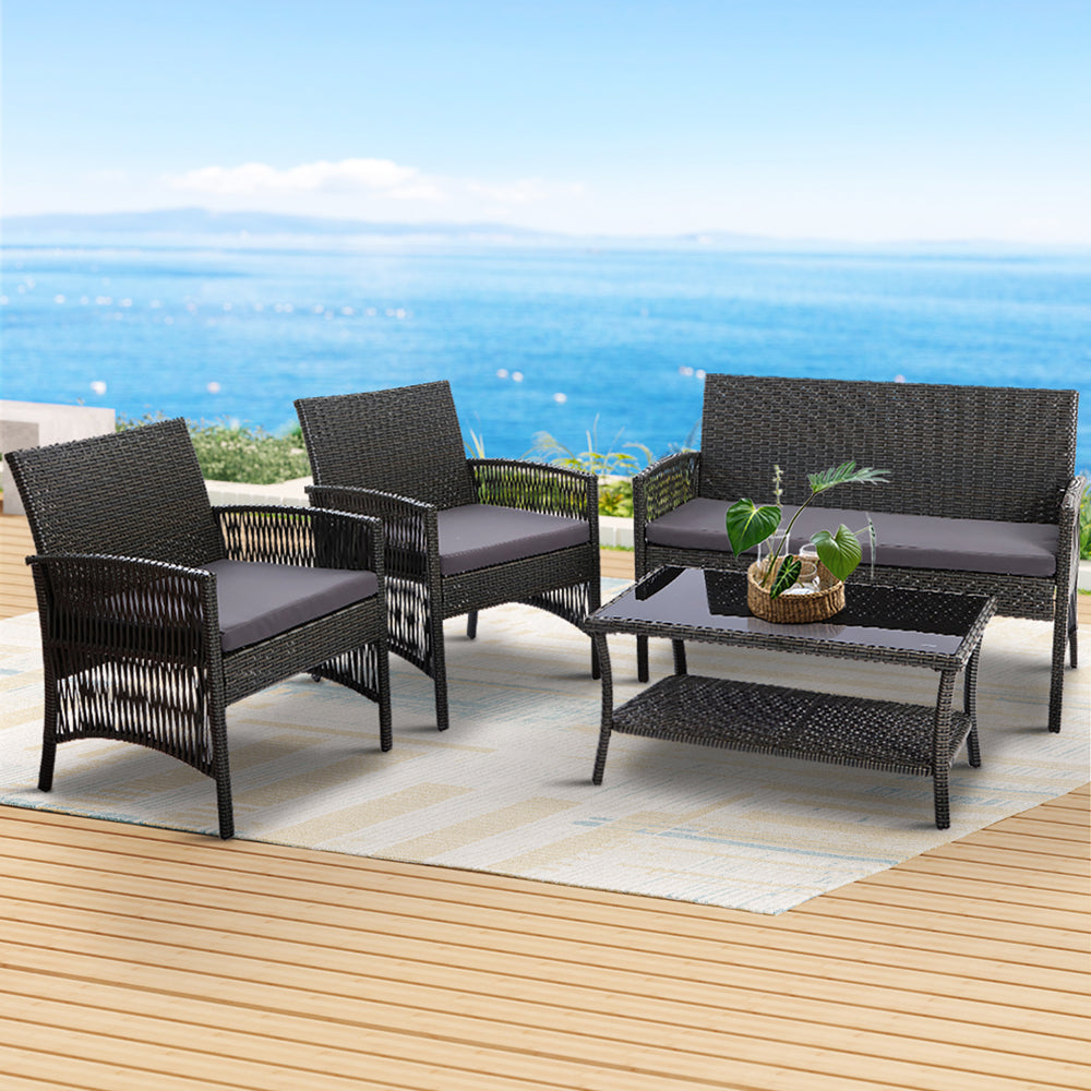 GARDEON 4PCE WICKER LOUNGE SETTING
