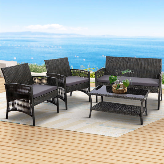 GARDEON 4PCE WICKER LOUNGE SETTING