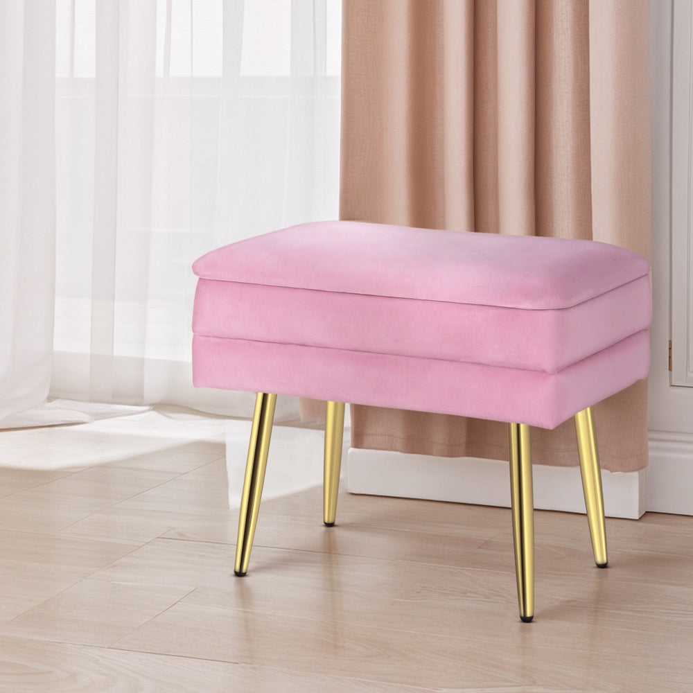 ARTISS VELVET VANITY STORAGE OTTOMAN