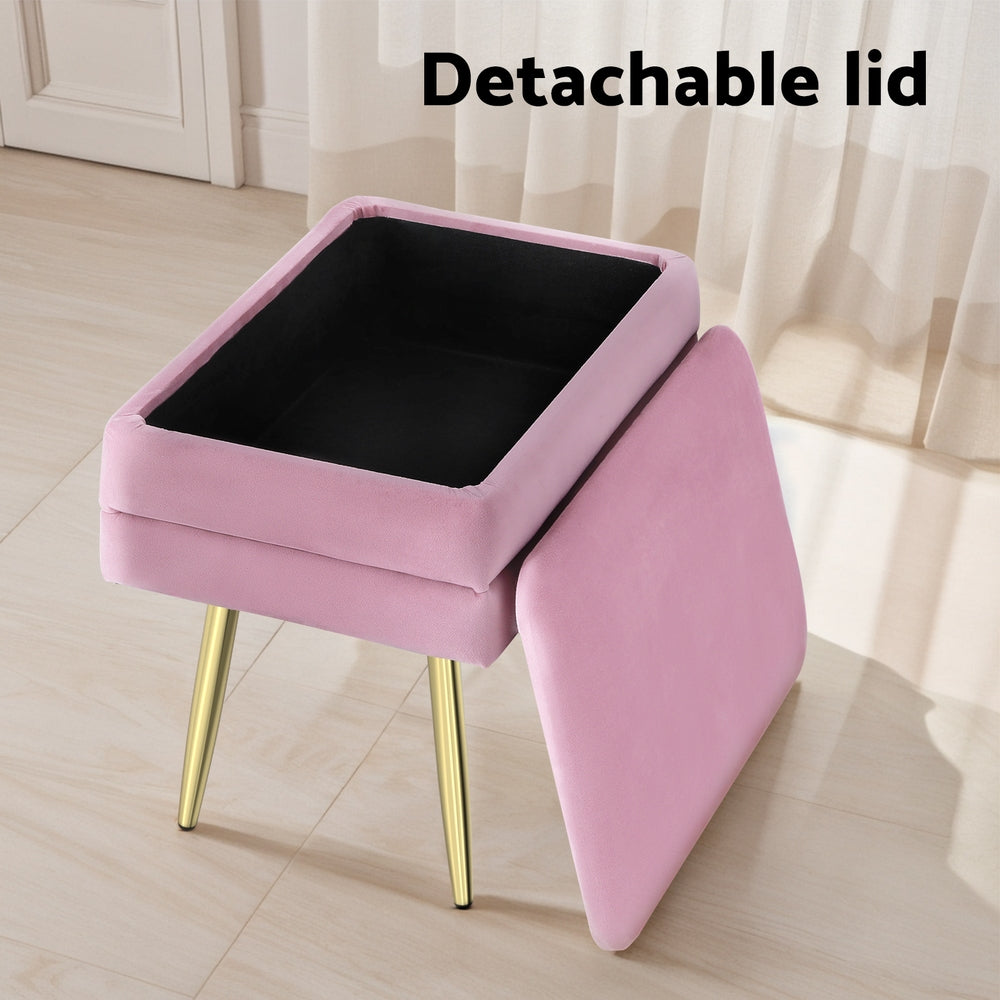 ARTISS VELVET VANITY STORAGE OTTOMAN