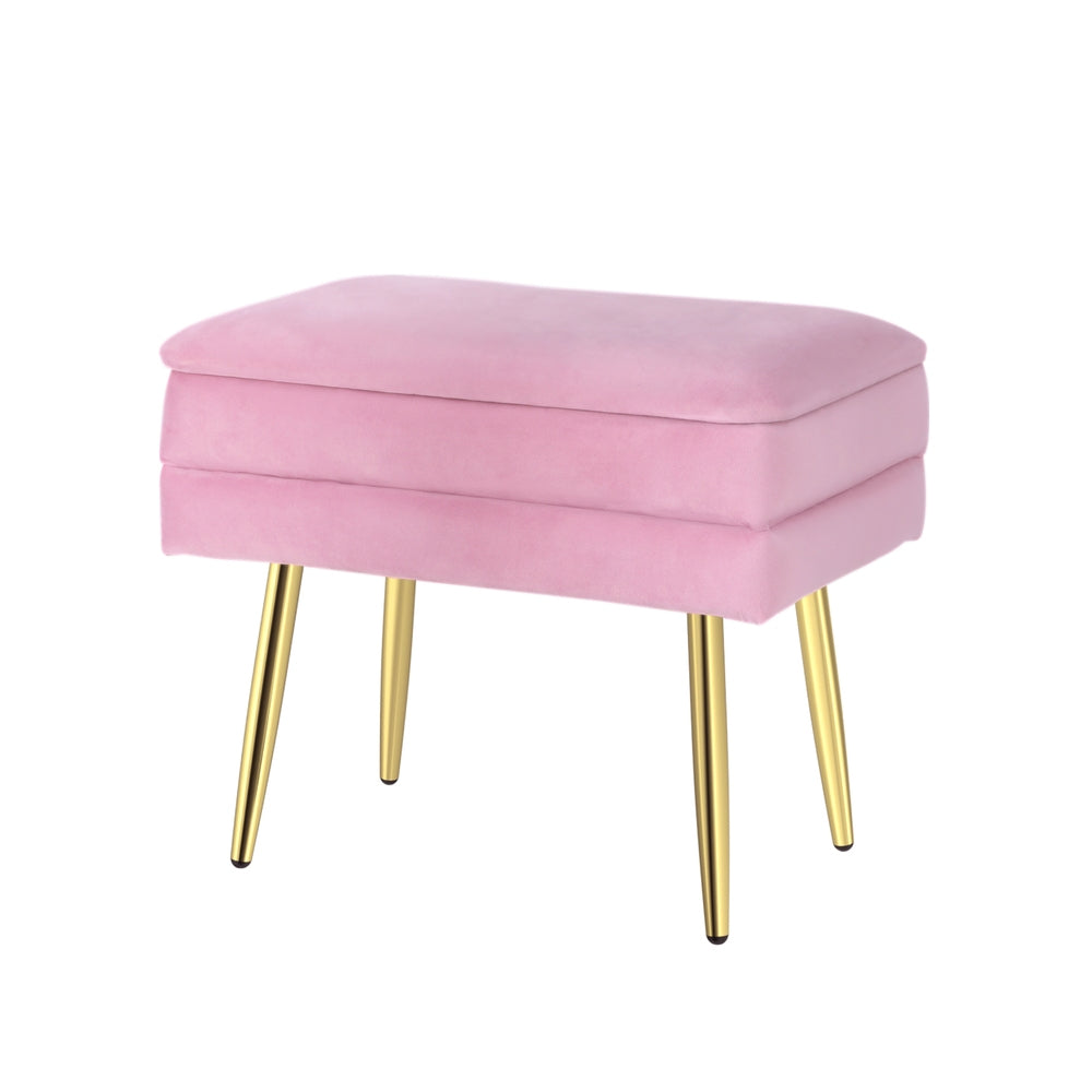 ARTISS VELVET VANITY STORAGE OTTOMAN