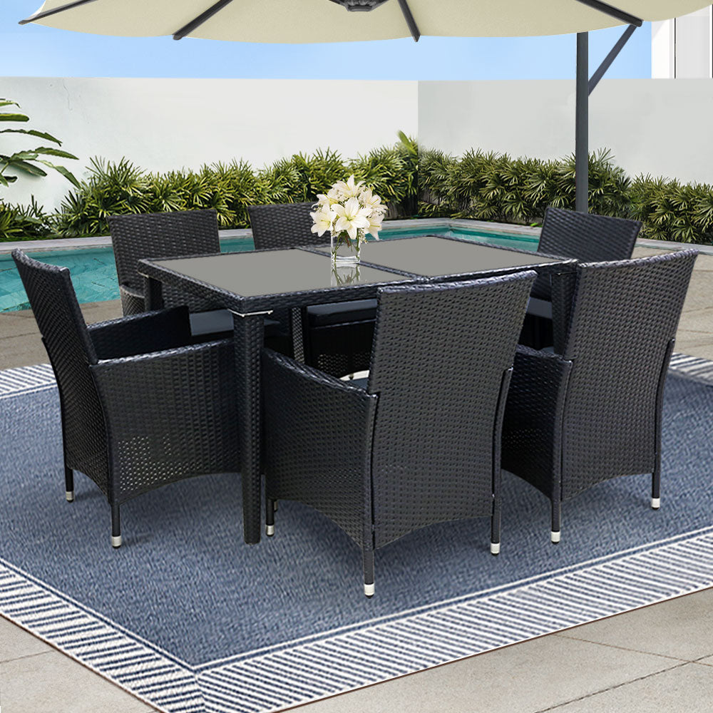 GARDEON 7PCE WICKER OUTDOOR SETTING