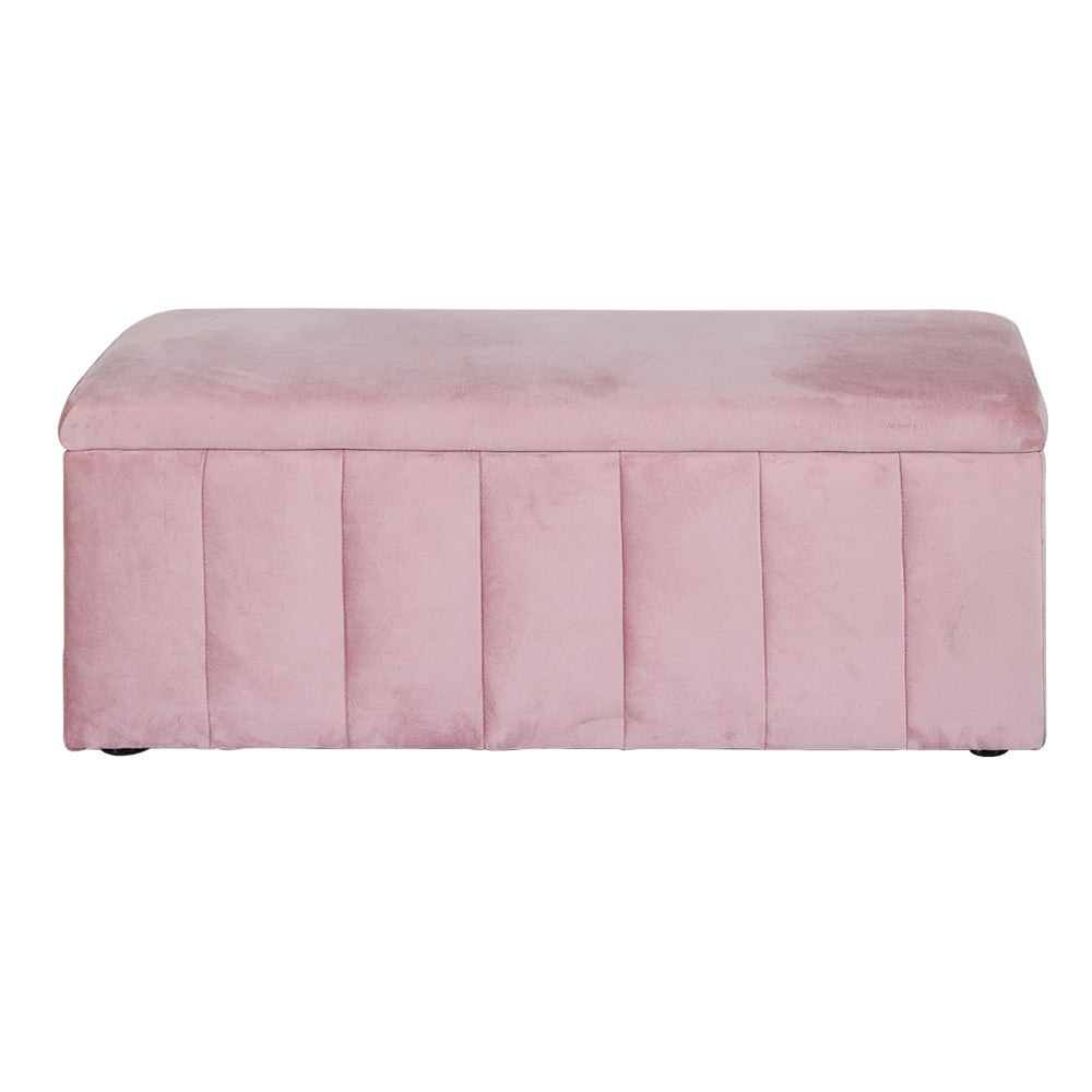 ARTISS VELVET PINK STORAGE OTTOMAN