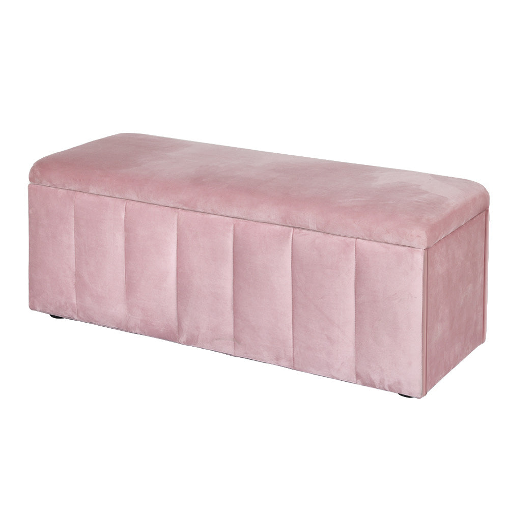 ARTISS VELVET PINK STORAGE OTTOMAN
