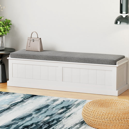 ARTISS PANEL WOOD WITH PADDED SEAT STORAGE OTTOMAN