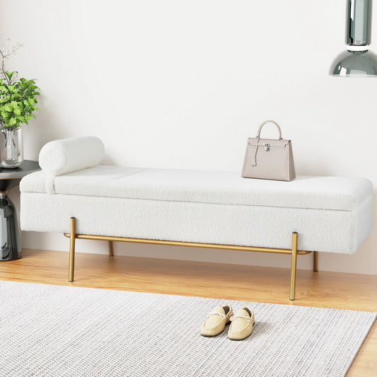 ARTISS PILLOW BOUCLE 140CM STORAGE OTTOMAN