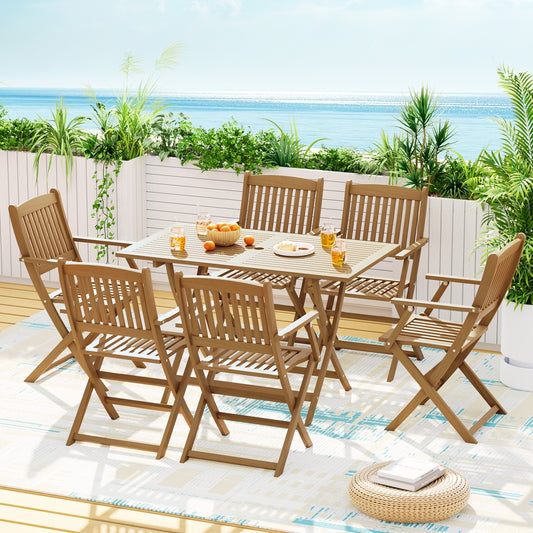 GARDEON 7PCE ACACIA OAK OUTDOOR SETTING