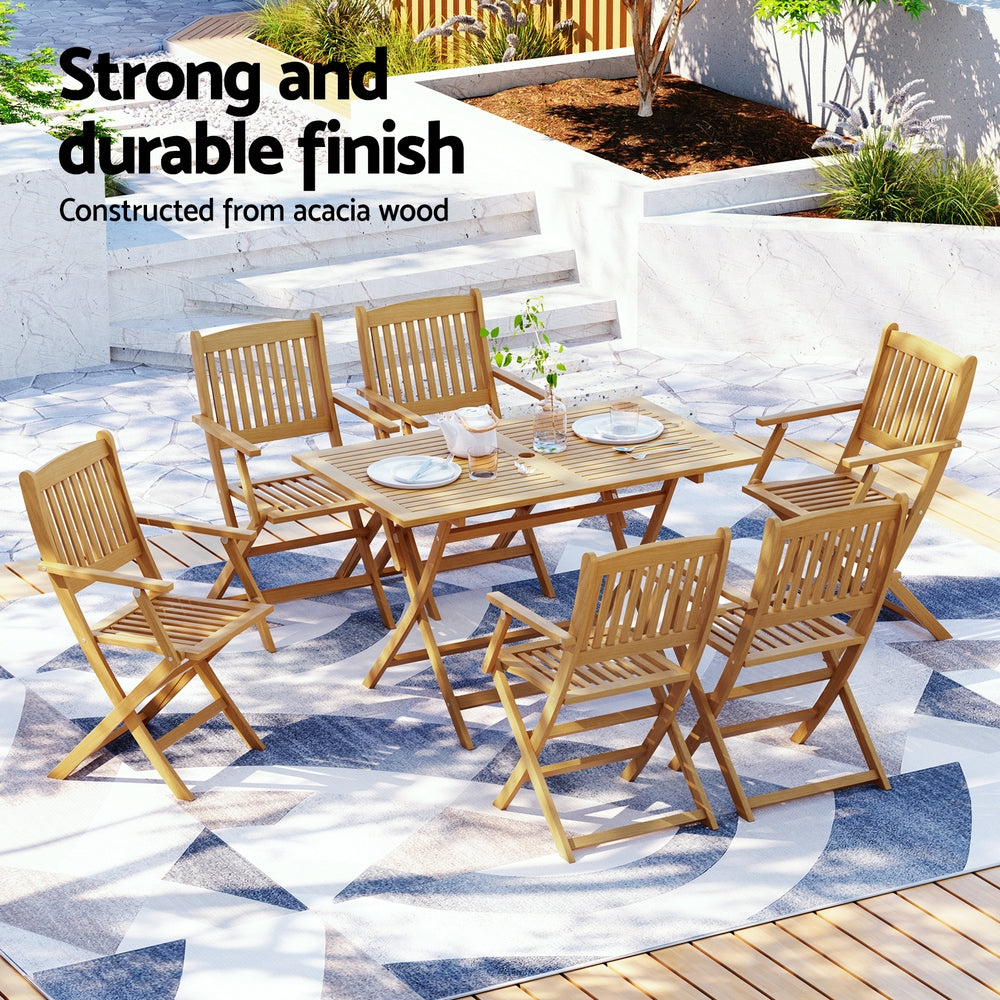 GARDEON 7PCE ACACIA OAK OUTDOOR SETTING