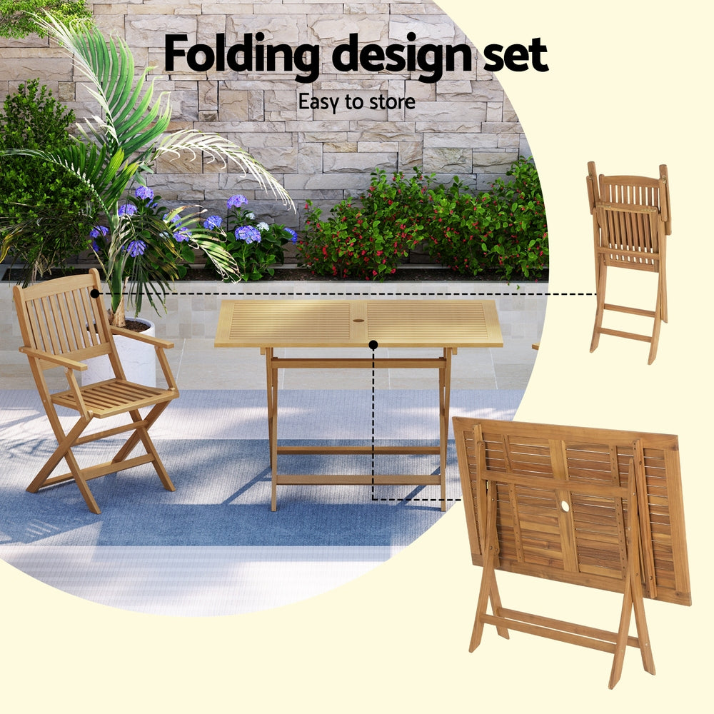 GARDEON 7PCE ACACIA OAK OUTDOOR SETTING