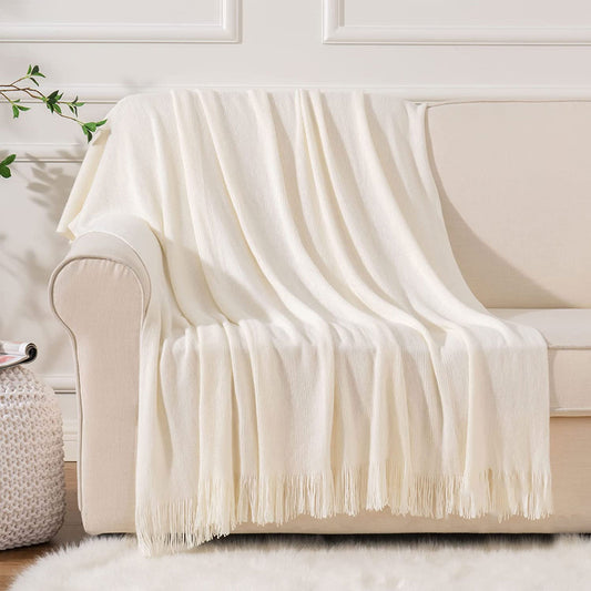 BAHAMAS SOFT WOVEN THROW RUG - IVORY